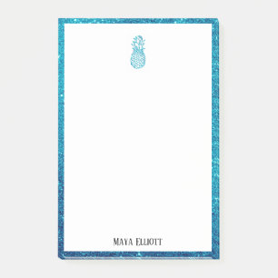Post-it® Blanc sur la Parties scintillant Turquoise Faux An