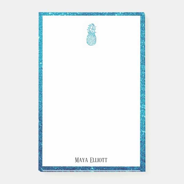 Post-it® Blanc sur la Parties scintillant Turquoise Faux An (Devant)