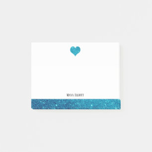 Post-it® Blanc sur la Parties scintillant Turquoise Faux Co