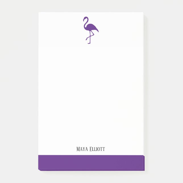 Post-it® Blanc sur le Flamant rose violet clair et la bordu (Devant)