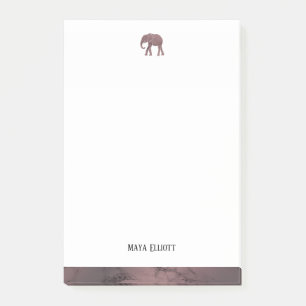 Post-it® Blanc sur marbre d'or Rose Eléphant & Bordure + N