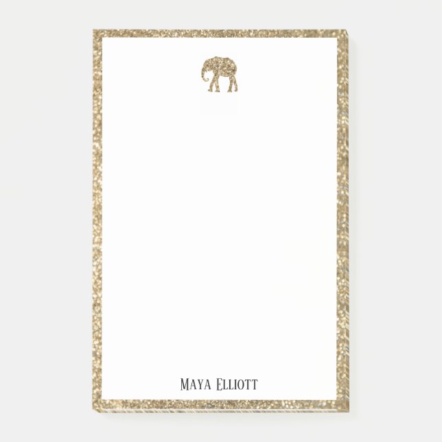 Post-it® Blanc sur Parties scintillant Gold Faux Elephant & (Devant)