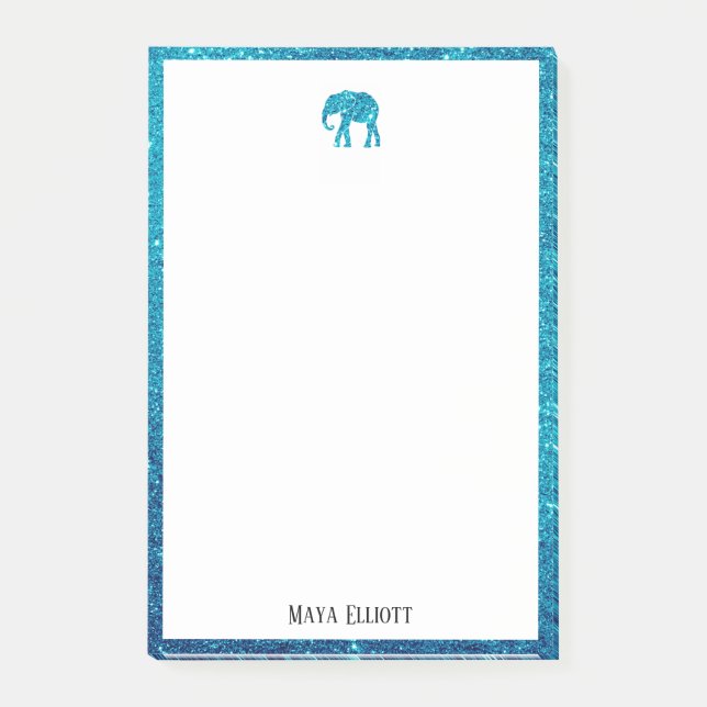 Post-it® Blanc sur Parties scintillant Turquoise Faux Eleph (Devant)
