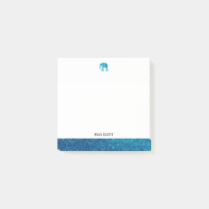 Post-it® Blanc sur Parties scintillant Turquoise Faux Eleph