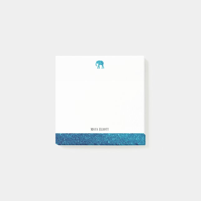 Post-it® Blanc sur Parties scintillant Turquoise Faux Eleph (Devant)