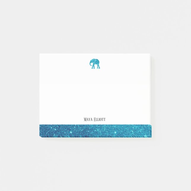 Post-it® Blanc sur Parties scintillant Turquoise Faux Eleph (Devant)