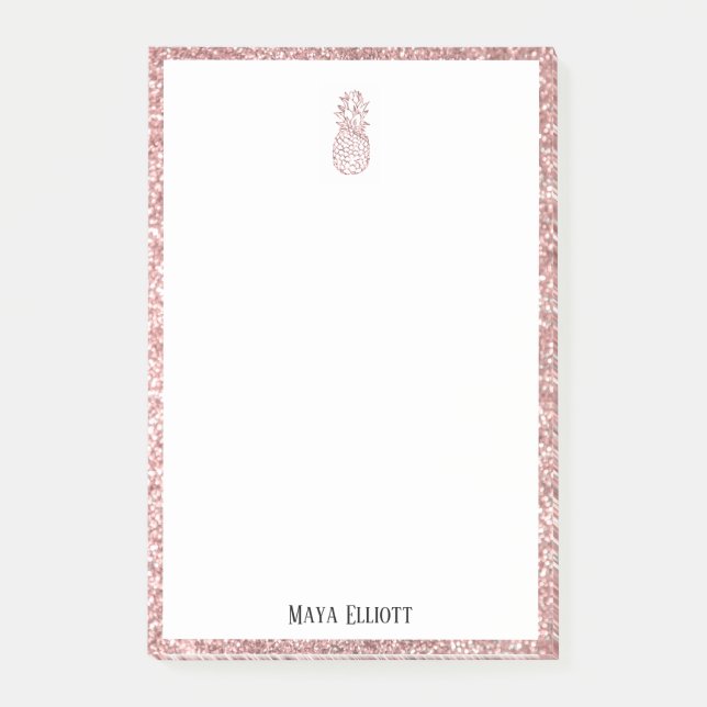 Post-it® Blanc sur Rose Gold Faux Parties scintillant Anana (Devant)