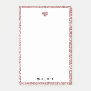 Post-it® Blanc sur Rose Gold Faux Parties scintillant Coeur