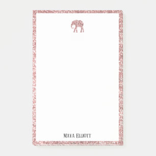 Post-it® Blanc sur Rose Gold Faux Parties scintillant Eleph