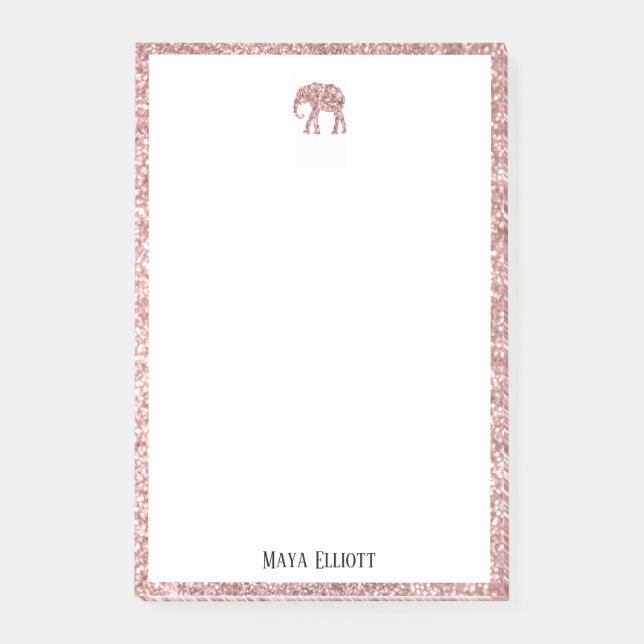 Post-it® Blanc sur Rose Gold Faux Parties scintillant Eleph (Devant)
