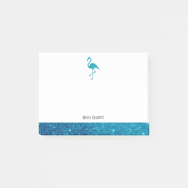 Post-it® Blanc sur Turquoise Parties scintillant Faux Flama (Devant)