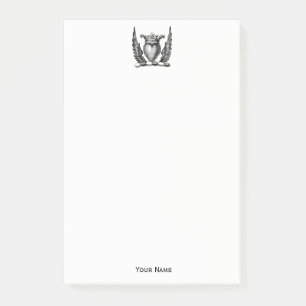 Post-it® Blason de cœur héraldique avec ailes Crest