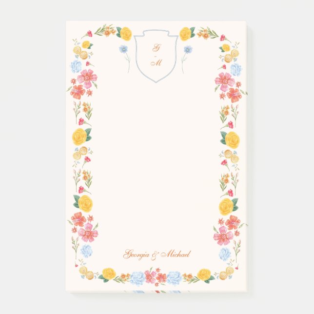 Post-it® Blason floral personnalisé pour mariage  (Devant)