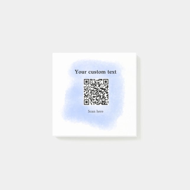 Post-it® bleu aquarelle QR code scan ajouter texte personna (Devant)
