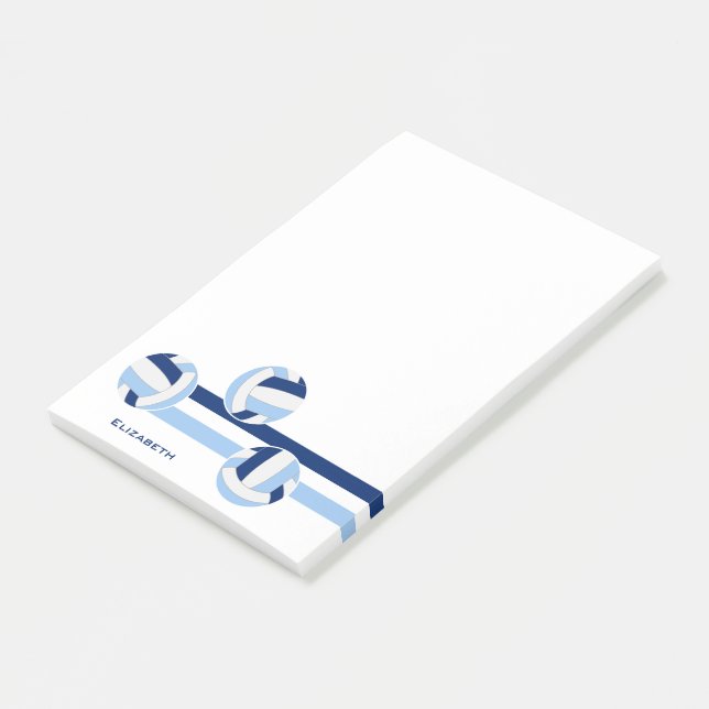 Post-it® bleu blanc volleyballs nom personnalisé (Incliné)