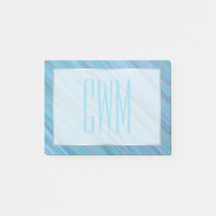 Post-it® Bleu calme Abstrait Cool Turquoise Aqua Monogram