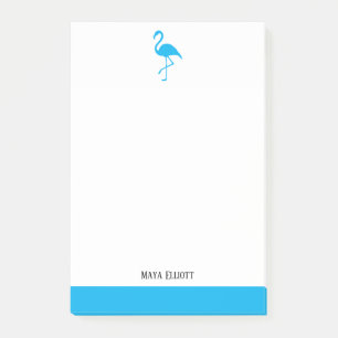 Post-it® Bleu ciel clair sur Flamant rose blanc et bordure
