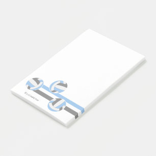 Post-it® bleu clair gris volleyballs rayures nom personnali