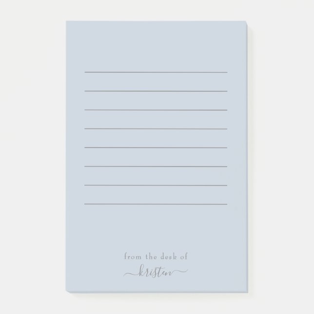 Post-it® Bleu Dusty du bureau de Lined Grande (Devant)