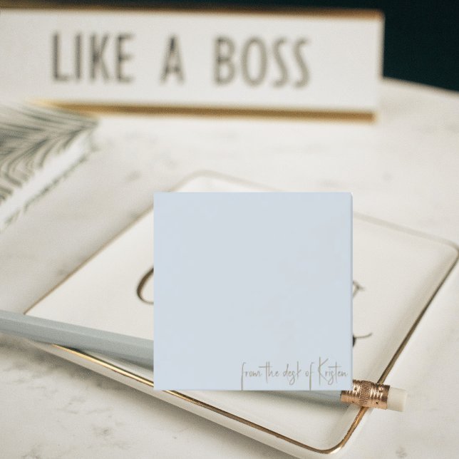 Post-it® Bleu Dusty du bureau du nom personnalisé (Créateur téléchargé)