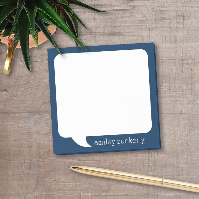 Post-it® Bleu et blanc de la marine Parler bulle Nom person (Talk Bubble Post-It Note personalized with your name. Available in several colors. )