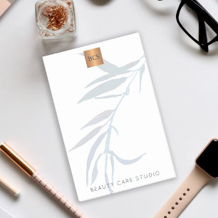 Post-it® Bleu feuille métal or cuivre monogrammé