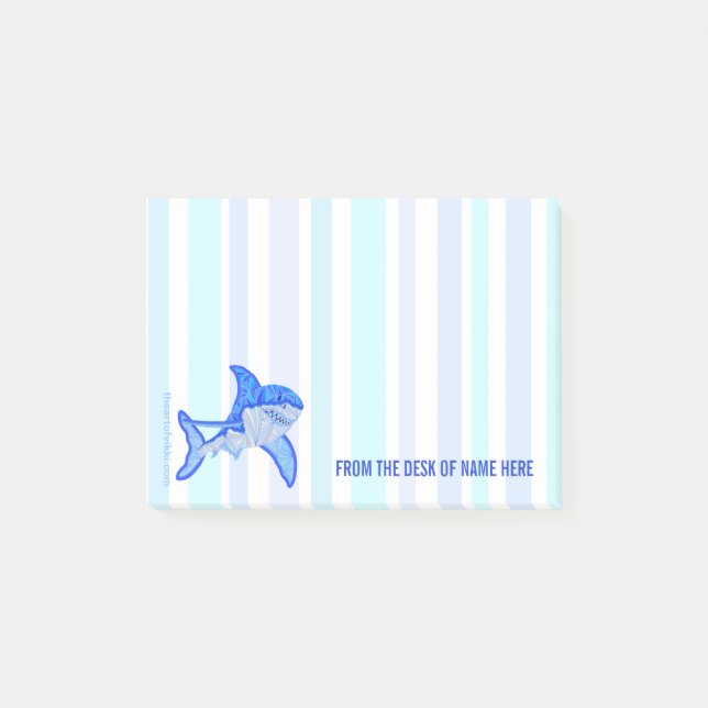 Post-it® Bleu grand requin blanc Grandes bandes de couleur  (Devant)