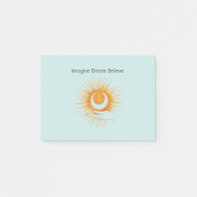 Post-it® Bleu Imagine Rêve Croire Or Orange Soleil Main (Devant)
