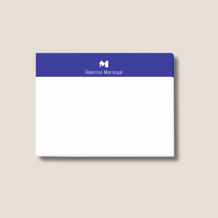 Post-it® Bleu marine Moderne Lettre de nom personnalisée Mo
