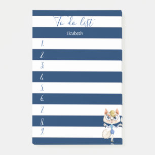 Post-it® Bleu marine rayé, Kitty, Liste de choses à faire