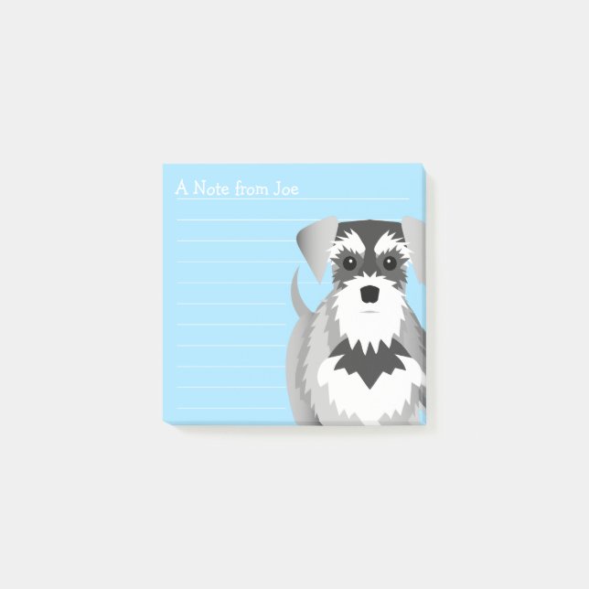 Post-it® Bleu mignon gai de Schnauzer miniature (Devant)