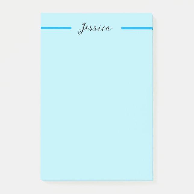 Post-it® Bleu Moderne Élégant Simple Professionnel Nom (Devant)