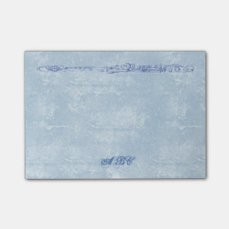 Post-it® Bleu monogramme cannelure de coutume de dessin au