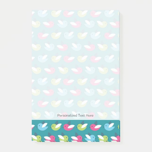 Post-it® Bleu motif des oiseaux (Devant)
