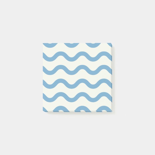 Post-it® Bleu Nautique Super Wavy Stripe moderne minimalist (Devant)