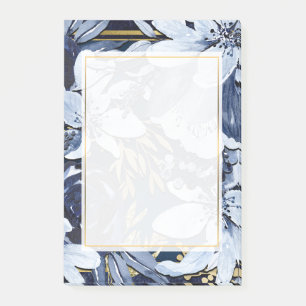 Post-it® Bleu Nuit & Or Élégant Moderne Floral Aquarelle