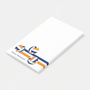 Post-it® bleu orange volleyballs rayures nom personnalisé