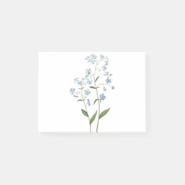 Post-it® bleu oubliez moi pas fleurs 2021 aquarelle (Devant)