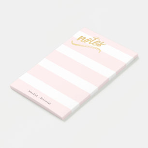 Post-it® Bleu Pink Stripes Gold Faux Foil Notes