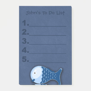 Post-it® Bleu Poisson enfant's To Do Liste Publier des note