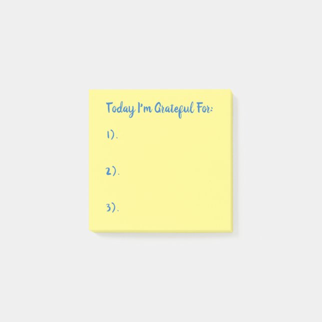Post-it® Bleu Simple Sur Gratitude Jaune (Devant)