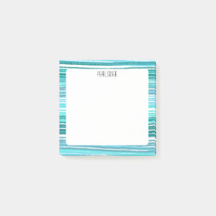 Post-it® Bleu Stripes Personnalisé Chic Monogramme Personna