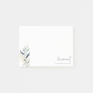 Post-it® Bleu Vert Or Feuilleté Botanique Floral Bunch