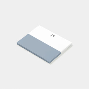 Post-it® Bloc de couleur blanc gris bleu monogramme
