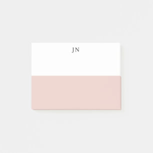 Post-it® Bloc de couleur blanc rose pâle du monogramme