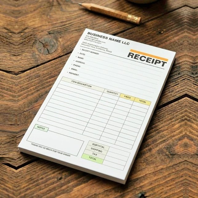 Post-it® Bloc de reçus de facture de vente | Formulaire de  (payment receipt template)