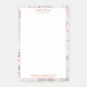 Post-it® Bloc-notes à bordure de marbre or rose et blanc av