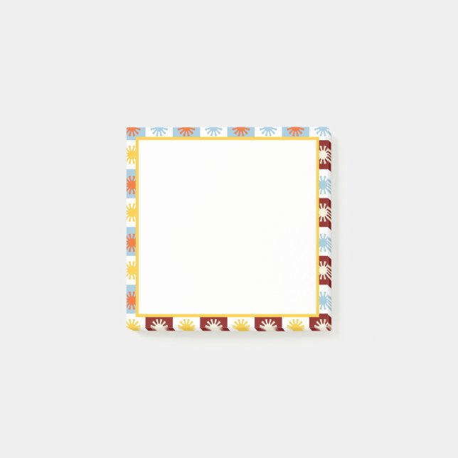 Post-it® Bloc-notes adhésif bleu Bourgogne Sunburst (Devant)