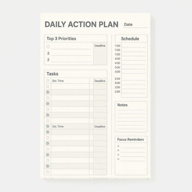 Post-it® Bloc-notes adhésif de plan quotidien (Devant)