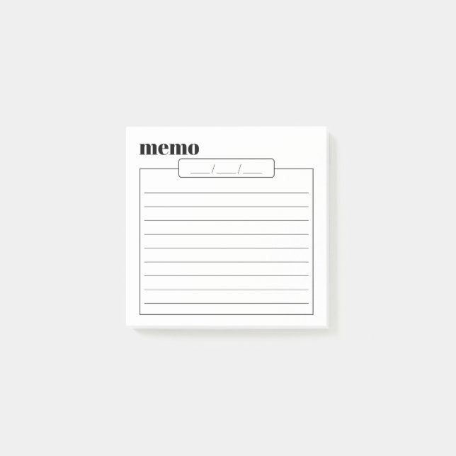 Post-it® Bloc-notes adhésif Memo quotidien, 7,62 cm x 7,62  (Devant)